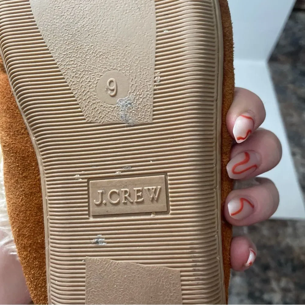 J. Crew Brown Fur Lined Moccasin Slippers